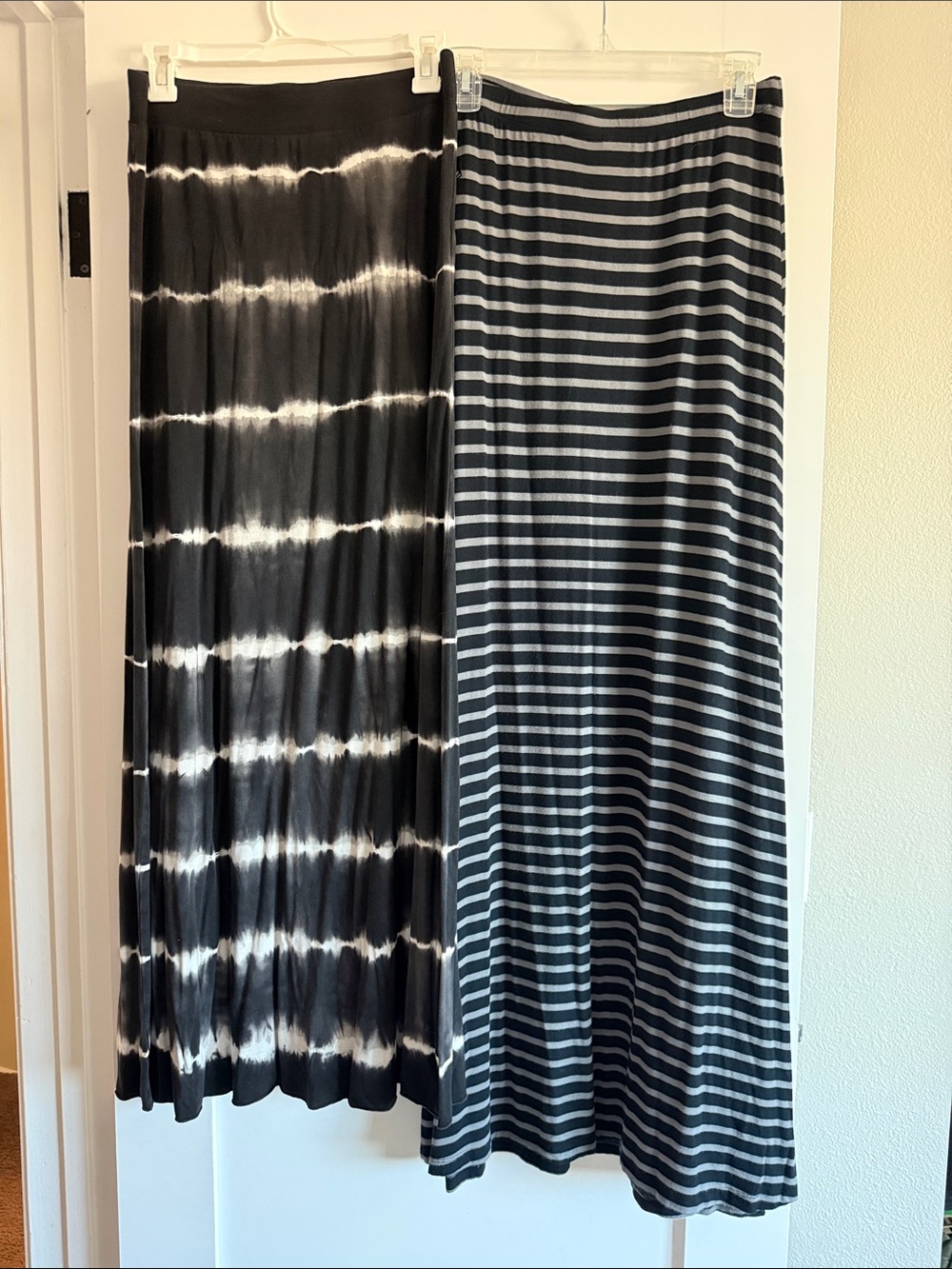 Bundle of (2) Volcom Black & White Maxi Skirts - Tie-Dye & Striped
